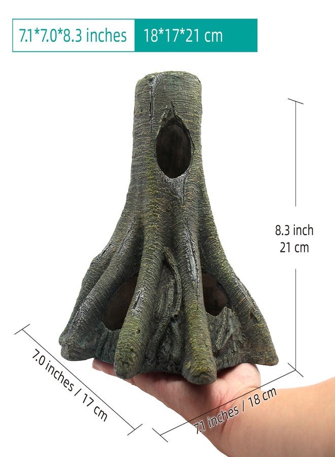 relaqcc Aquarium Decor Corner Tree Stump Trunk Hollow Betta Cichlid Cave Rocks, Reptile Tank Accessories Climing Ramp for Reptiles, Amphibians, Leopard Gecko, Snake, Lizard, Frogs, Fish - Image 2